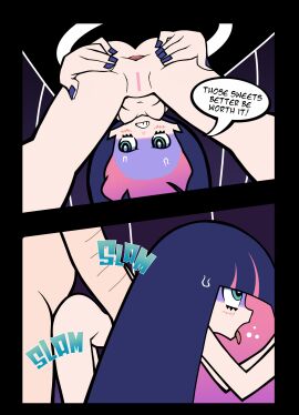 1girls accurate_art_style ahe_gao anal anal_sex ass breasts comic comic_page completely_nude completely_nude_female dialogue embarrassed fat_male female forehead goth goth_girl holding_whip imminent_anal imminent_sex male naked onomatopoeia open_anus open_legs panty_&_stocking_with_garterbelt purple_hair pussy santa_claus self_upload side_view sirsmol slim_waist spread_ass stocking_anarchy sweat sweating vagina