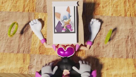 3d amy_rose animated bag_over_head missionary photo_on_head rouge_the_bat_(cosplay) sonic_(series) sonic_the_hedgehog sound tagme thinking_of_someone_else video