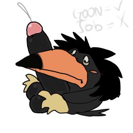 1boy big_penis bird bird_feet black_body black_hair cum cumshot male penis skebob tiktok