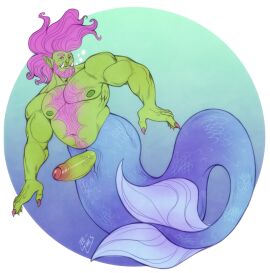 1boy bara beard erection fabulous facial_hair fingernails full_beard girthy_penis highres large_pectorals leelikessmut long_hair looking_at_viewer male male_focus male_only mature_male merfolk merman mermay_2024 monster_boy muscular muscular_male navel navel_hair nipples nose_piercing nose_ring orc original pectorals penis piercing pink_hair pink_nails pointy_ears sharp_fingernails solo stomach thick_beard thick_chest_hair thick_eyebrows thick_navel_hair tusks uncensored underwater yaoi
