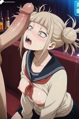 1boy 1girls ai_generated bags_under_eyes blonde_hair blue_sailor_collar blue_skirt blunt_bangs blush blush_lines boku_no_hero_academia breasts cardigan clitoris clothed_sex clothes_lift clothing collarbone couch digitalwaifugallery female hair_bun hi_res high_quality high_resolution himiko_toga indoors large_breasts long_sleeves male messy_hair my_hero_academia narrowed_eyes neckerchief nipples nude_male on_couch open_cardigan open_clothes open_mouth oral oral_invitation oral_sex partially_clothed patreon penis penis_on_face penis_out pleated_skirt pussy red_neckerchief sailor_collar saliva saliva_drip school_uniform seductive sexy sitting skirt sweat sweatdrop teeth thighs toga_himiko tongue uncensored veiny_penis watermark yellow_cardigan yellow_eyes