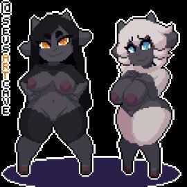 1:1 2025 2d_animation alpha_channel animated anthro areola aurora_(poppycorn) big_areola big_breasts big_nipples black_sheep black_wool blue_eyes bouncing_breasts bovid breasts caprine duo ewe female fur genitals grey_body grey_fur looking_at_viewer mammal multicolored_body multicolored_fur navel nipples nude orange_eyes pussy sevsartcave sheep short_playtime simple_background smile smiling_at_viewer transparent_background two_tone_body two_tone_fur umbra_(poppycorn) vulva wool_(fur)