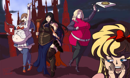 ass axel-rosered bbw belly_overhang big_belly big_female blush castlevania charlotte_aulin chubby chubby_female donut donut_in_mouth embarrassed fat fat_ass fat_female fat_fetish fatty female food fork giantess knife large_female maria_renard mini_giantess obese obese_female overweight overweight_female pig pizza_box plump pork_chop pudgy_belly shanoa thick_thighs tubby weight_gain yoko_belnades