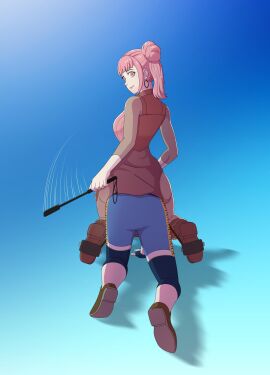 1boy 1girls all_fours alternate_costume alternate_hairstyle ashe_ubert ass bdsm breasts female femdom fire_emblem fire_emblem:_three_houses fire_emblem_warriors:_three_hopes gag gagged highres hilda_valentine_goneril hilda_valentine_goneril_(helping_hand) horseback_riding male malesub medium_breasts nintendo official_alternate_hairstyle petplay pink_hair pony_play ridalred riding riding_crop sitting sitting_on_person