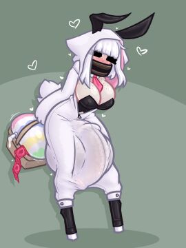 1futa absurd_res animal_humanoid balls bangs basket big_balls big_breasts big_penis blush breasts bulge bunny_costume cat_humanoid cleavage closed_eyes clothed clothing condom condom_balloon container costume covered_mouth easter easter_basket easter_egg fake_ears fake_rabbit_ears fake_tail felid felid_humanoid feline feline_humanoid flaccid freckles fully_clothed futa_only futanari genitals hair heart_symbol hi_res hidden_mouth holidays hood huge_balls huge_cock humanoid hyper hyper_balls hyper_genitalia intersex light-skinned_futa light_skin limebreaker long_hair mammal mammal_humanoid necktie original penis penis_outline qaitlynne shadow solo standing translucent translucent_clothing white_hair