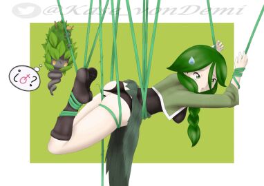 1girls animated ass black_panties bondage boots breasts burmy cheryl_(pokemon) clothed_sex clothing demivonkase feet female female_only green_hair heart light-skinned_female light_skin panties panties_aside penetration pokemon pokemon_(species) pokephilia pussy restrained slideshow small_breasts tentacle tentacle_sex thighs vaginal_penetration vines