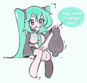 1futa 2024 balls bottomless breasts clothed clothing condom condom_balloon cum cum_in_thighhigh cumshot dialogue ejaculation english_text erection futa_only futanari hatsune_miku huge_balls huge_cock human ineffective_clothing ineffective_skirt intersex light-skinned_futa light_skin masturbation mostly_clothed o-bisu orgasm penis simple_background sitting solo text thighhighs vocaloid white_background