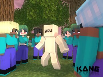 1boy 3d 6girls clothed_female comic female forest green_hair horny_female human human_male kaneefox male mine-imator minecraft night outside tagme you zombie_girl zombie_girl_(kaneefox)