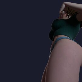 3d ass aunt aunt_cass big_ass big_breasts big_butt big_hero_6 big_thighs blender breasts cass_hamada crop_top denim denim_shorts dress female green_crop_top hotpants marvel marvel_comics mgsnak239 micro_shorts microshorts mini_shorts minishorts short_shorts shorts