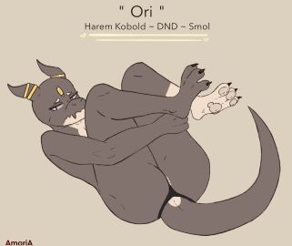 3_eyes absurd_res amoriashop anthro anus ass claws dungeons_and_dragons hasbro hi_res horn horn_jewelry hugging_legs jewelry kobold lying male multi_eye multicolored_body on_back paws presenting presenting_hindquarters purple_eyes scalie shy solo two-tone_body wizards_of_the_coast yellow_eyes