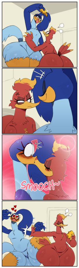 2024 2024s 2d 2d_(artwork) 2d_artwork 2girls anthro ass avian avian_girl banjo-kazooie beak bird bird_girl black_eyes blue_body blue_feathers breasts bubble_ass bubble_butt eyelashes feather_hair feathers female female_focus female_only flat_chest flat_chested furry furry_female green_eyes hair heart heart_eyes hi_res kazooie kissing large_ass large_butt lesbian lesbian_kiss looking_at_another looking_at_viewer looney_tunes love multiple_females multiple_girls pear-shaped_figure pear_shaped pear_shaped_female red_body red_feathers road_runner_(looney_tunes) roadrunner rule_63 simple_background smile smiling smiling_at_viewer soft_feathers solo solo_female solo_focus sssonic2 sweat sweatdrop tagme warner_bros warner_brothers yellow_beak yuri