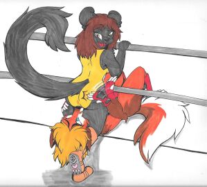 anthro anthro_female anthro_only commission female female_wrestler fox fox_boy fox_humanoid furry furry_female furry_male furry_only fursona male nekotigerfire original original_art original_artwork original_character original_characters panther panther_girl pantherine pantherine_humanoid slapping_ass wonder_jezy_(wonderjezy) wrestler wrestlers wrestling wrestling_boots wrestling_femdom wrestling_match wrestling_outfit wrestling_ropes wrestling_singlet