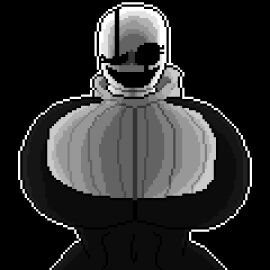 2d 2d_(artwork) alternate_version_at_source black_background breasts breasts_bigger_than_head fem_gaster female female_only gaster grey_sweater huge_breasts maicol_(artist) pixel_art solo solo_female sweater tagme turtleneck turtleneck_sweater undertale undertale_(series)