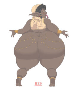 ass big_ass big_breasts breasts brown_skin female goblin goblin_female huge_ass huge_breasts monster monster_girl nekonomicron666 pussy shortstack thick_ass thick_thighs wide_hips
