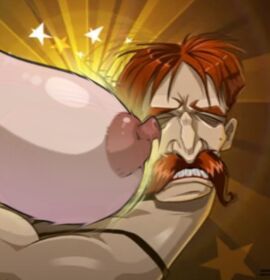 big_breasts big_nipples boob_hit boxers_down boxing_ring breasts caricature female hitting_another joke_art lmao lol massive_breasts meme punch_out shitpost tit_focus von_kaiser