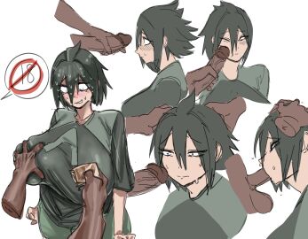 1boy 2boys ? ahoge anger_vein angry animal bangs black_eyes black_hair blue_eyes blush boku_no_hero_academia breast_grab breasts brown_eyes brown_hair censored cleavage clenched_teeth closed_eyes closed_mouth collage collarbone covered_nipples crying cum dark-skinned_male dark_skin drooling embarrassed erection expressions eyebrows_visible_through_hair facial_hair fellatio female from_side frown glasses gloves grabbing green_eyes green_hair grey_background grin hair_between_eyes half-closed_eyes hand_on_another's_head heart holding huge_breasts jacket jewelry large_breasts long_hair long_sleeves looking_at_another looking_at_viewer male male_focus mask medium_breasts medium_hair messy_hair multiple_boys multiple_males multiple_views muscular my_hero_academia nipples nose_blush open_clothes open_mouth oral original pants parted_lips penis red_eyes saliva scar shirt short_hair simple_background sketch smile solo_focus straight sweat sweatdrop tears teeth tongue tongue_out trembling upper_body veins white_background white_shirt