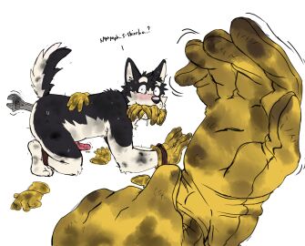 2023 2024 5_fingers ankles_tied anthro biped black_body black_fur black_nose black_tail blush bodily_fluids bondage bound canid canine canis clothing dialogue digital_media_(artwork) dirty dirty_clothing domestic_dog dominant dominant_pov duo embarrassed erection fingers first_person_view fur gag genital_fluids genitals gloves handwear hi_res husky improvised_dildo improvised_gag improvised_sex_toy jumpsuit kemonoharu kuroyuki_(kemonoharu) male mammal multicolored_body multicolored_fur nordic_sled_dog nude penis precum raised_tail restraints rope rope_bondage simple_background smelly solo_focus spitz submissive submissive_male sweat tail text tools two-tone_body two-tone_fur two-tone_tail white_background white_body white_fur white_tail worried wrench wrists_tied yellow_clothing yellow_gloves yellow_handwear