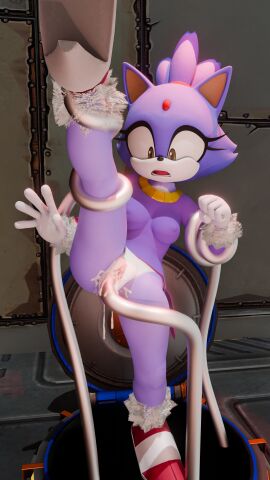 2025 3d_(artwork) 4k 9:16 absurd_res anthro blaze_the_cat bodily_fluids bottomless breasts clothed clothing cum cum_in_pussy cum_inside digital_media_(artwork) domestic_cat felid feline felis female footwear fur genital_fluids genitals gloves handwear hi_res high_heels mammal nipple_outline open_mouth penetration purple_body purple_fur pussy raised_leg sega shoes solo sonic_(series) sonic_the_hedgehog_(series) tentacle tentacle_in_pussy tentacle_penetration twintails3d vaginal_penetration white_body white_fur yellow_eyes