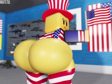 1ambiguous 3d 3d_animation ambiguous_gender american_flag animated ass ass_focus big_ass big_butt bubble_butt cube_head enormous_ass fourth_of_july guns huge_ass huge_butt looping_animation muitetul no_sound qooby roblox robloxian tagme twerking video