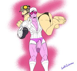 2boys angry annoyed annoyed_expression ass atlus ball_gag bara beard_stubble big_penis black_hair black_speedo carrying_another carrying_over_shoulder facial_hair feet gag gagged_male goatee goatee_stubble grey_hair hat interspecies iwai_munehisa jockstrap kidnapped kiuchi_tateyuki large_penis light-skinned_male light_skin lustful_inkman male male/male male_only megami_tensei multiple_boys multiple_males munehisa_iwai penis persona persona_5 persona_5:_the_phantom_x pink_body pink_jockstrap pink_skin pink_sunglasses pointing_at_viewer sad_madman shadow_(persona) shadow_kiuchi smiling smug_grin speedo stubble takeyuki_kiuchi tied_up wearing_sunglasses yaoi