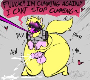 anthro blush bodily_fluids cant_stop_cumming collar collar_only commanderthings continuous_ejaculation cum cumming cumshot dialogue drooling ejaculation endless_orgasm excessive_cum excessive_genital_fluids fluffy furry genital_fluids genitals hands-free handsfree_ejaculation heart_symbol hi_res huge_thighs humanoid_genitalia humanoid_penis infinite_cum instant_orgasm kneeling looking_at_viewer machine male nude onomatopoeia open_mouth orgasm orgasm_without_stimulation penis protogen saliva slightly_chubby solo sound_effects spontaneous_ejaculation spontaneous_orgasm tail text thick_thighs unstoppable_orgasm