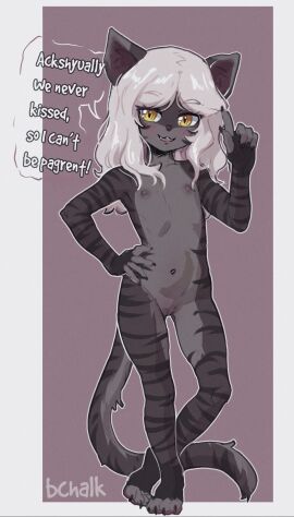 1girls amalia_(claralaine) anthro anthro_female anthro_only anthro_solo bare_breasts bare_chest bare_legs bare_midriff bare_thighs barefoot butterchalk completely_naked completely_naked_anthro completely_naked_female completely_nude completely_nude_anthro completely_nude_female cub dialogue english english_text eyebrows eyebrows_visible_through_hair eyelashes felid feline felis female female_cub female_only flat_belly flat_chest fur furry furry_female furry_only grey_fur hand_on_hip long_hair naked naked_anthro naked_female nude nude_anthro nude_female petite size_difference small_breasts smaller_female sole_female solo solo_anthro solo_female spelling_error standing tagme text text_bubble tiger_stripes toe_beans white_hair yellow_eyes young young_anthro young_female