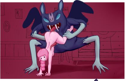 adventure_time ass big_ass big_breasts big_butt big_thighs big_titties black_hair breasts canon_couple curvaceous curvaceous_female female grey_skin long_hair marceline marceline_the_vampire_queen pink_body pink_hair pink_skin princess_bubblegum resistanthoney rubber vampire vampire_girl yuri