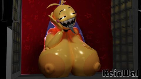 1girls 3d 3d_model 3d_render alternate_breast_size big_areola big_breasts big_nipples breasts chica_(fnaf) female female_only five_nights_at_freddy's five_nights_at_freddy's_2 half-closed_eyes huge_breasts huge_nipples hyper hyper_breasts kein_wal large_breasts larger_female looking_at_viewer scottgames solo tongue tongue_out toy_chica_(cyanu) toy_chica_(fnaf) yellow_body