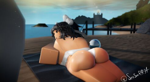 1girls 3d ass azur_lane ball beach female laying_down laying_on_stomach looking_at_viewer plump_ass roblox robloxian seesee sweaty_ass sweaty_butt swimsuit tagme takao_(azur_lane) twitter_username