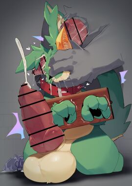 absurd_res ambiguous_species animal_genitalia animal_penis anthro balls balls_tuft belt_collar big_penis bodily_fluids bubble canine_genitalia canine_penis censor_bar censored claws countershading cum cum_bubble cum_from_nose cum_in_ear cum_in_nose cum_inside cumshot drooling duo ear_penetration ejaculation emanata finger_claws genital_fluids genitals green_body grey_body head_grab heart_symbol hi_res huge_cock hyper hyper_genitalia hyper_penis in_one_ear_and_out_the_other ineffective_censorship knot lagomorph leporid male male/male mammal merunmohu mindfuck penetration penile penile_penetration penis penis_in_ear rabbit restraints saliva sex sex_slave shaking skull_flossing slave stocks tally_marks tan_body tan_countershading trembling tuft