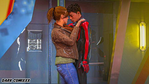 3d cheating cheating_girlfriend dark-skinned_male dark_skin female imminent_kiss imminent_sex interracial kissing love love_at_first_sight male marvel marvel_comics mary_jane_watson mary_jane_watson_(insomniac) miles_morales older_female_and_younger_male passionate romantic_ambiance romantic_couple spider-man_(ps4) true_love