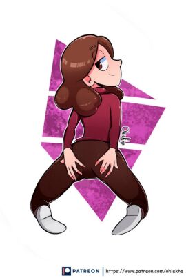 ass ass_grab bodysuit boots brown_eyes brown_hair female from_behind full_body grabbing_own_ass kneeling pantyhose smile solo