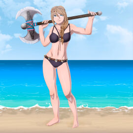1girls astrid_hofferson axe bikini bikini_bottom bikini_top black_bikini black_bikini_bottom black_bikini_top blonde-haired_female blonde_female blonde_hair blue_eyes breasts cleavage curvaceous curvaceous_body curves curvy curvy_body curvy_female curvy_figure dreamworks female female_only hourglass_figure how_to_train_your_dragon inner_sideboob jeyrablue light-skinned_female light_skin sideboob solo solo_female voluptuous voluptuous_female warrior
