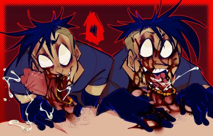 bileshroom biting black_gloves blowjob_gone_wrong cannibalism cum_shot dismemberment gore guro johnny_c. johnny_the_homicidal_maniac nightmare_husbando nny partial_penectomy