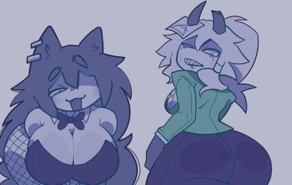 2girls bunnysuit female female_only fundamental_paper_education looking_at_viewer looking_back miss_circle_(fundamental_paper_education) miss_grace_(fundamental_paper_education)