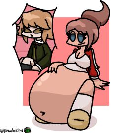 1girls animated asahina_aoi belly_bulge breasts danganronpa danganronpa:_trigger_happy_havoc drawadicted fat female female_only female_pred fujisaki_chihiro larger_female obese pred prey tagme vore vore_belly