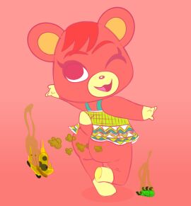 2021 animal animal_crossing animal_ears animal_nose anus ass ass_focus back back_view bear bear_girl beetle big_ears bugs butt_focus butterfly cheri_(animal_crossing) colored_sketch cute dress dress_lift fart fart_fetish farting farting_on_prey farting_on_thing female female_only minimalist_background outlines pattern_clothing pink_background pink_fur red_eyes red_hair short_hair smell smell_fetish smelly smiling smiling_at_viewer stinkify stinky sundress unaware winking_at_viewer