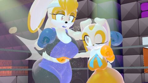 2girls 3d 3d_(artwork) age_difference alternate_version_available anthro big_breasts big_thighs blue_boxing_gloves blue_gloves boxing boxing_gloves boxing_ring breasts cleavage clothing cream_the_rabbit curvy daughter dress duo female female_only fight fighting fighting_ring furry gloves gut_punch huge_breasts huge_thighs indoors kabalmystic_(style) large_breasts large_thighs mother mother_and_daughter mother_vs_daughter mouthguard orange_boxing_gloves orange_gloves punch rngsucks sega sfm sonic_the_hedgehog_(series) thick thick_hips thick_thighs thighs vanilla_the_rabbit vanilla_the_rabbit_(kabalmystic) wide_hips