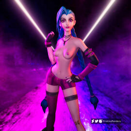 1girls 3d arcane arcane_jinx blue_hair breasts female jinx_(league_of_legends) league_of_legends nipples pristinerenders riot_games small_breasts solo