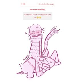 anthro bent_legs blush bottomwear canid canine canis closed_eyes clothed clothing cunnilingus cuntboy cuntboy/male dav_pilkey dog_man_(character) dog_man_(series) domestic_cat domestic_dog duo facesitting felid feline felis freckles fuzzy gregory_bailey gregory_knight hand_on_leg head_tuft intersex intersex/male lying male mammal moan monochrome nude on_back on_bottom on_top open_mouth oral pants pawpads petey_the_cat pussy sex shirt simple_background sirrantsalo sitting_on_another strawpage strawpage_request tabby_cat tail tail_motion tailwag teeth topwear trans_(lore) trans_man_(lore) tuft vaginal_penetration whisker_spots whiskers white_background