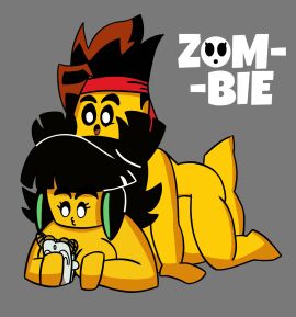 ass big_ass big_breasts boobs_pressed breasts female foot_lifted from_behind lego_monkie_kid lying mei_(monkie_kid) mk_(lego_monkie_kid) monkie_kid phone