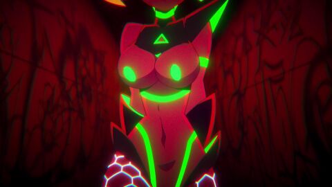 1girls 2d big_breasts moika moikaloop music neon neon_lights nipples punk sound tagme video
