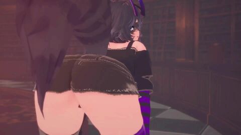animated blue_eyes blue_hair bouncing_ass bouncing_breasts doggy_style fishnet_clothing glasses horns indie_virtual_youtuber library mating_press missionary_sex moaning moaning_in_pleasure multicolored_hair music on_back purple_leggings raccoon_ears raccoon_girl raccoon_tail sex short_shorts snuffy_(vtuber) striped_arm_warmers tagme taken_from_behind twerking vagina video virtual_youtuber wickafterdark