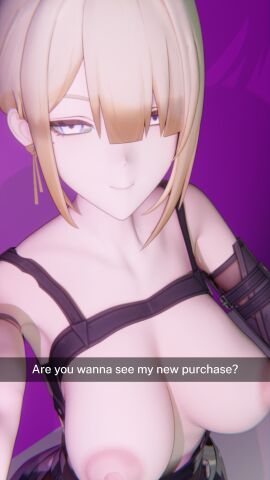 1girls 3d 3d_(artwork) big_breasts blender_(software) blonde_female blonde_hair bondage evelyn_chevalier itiraelart large_areolae large_breasts nipples selfie selfie_pose solo solo_female zenless_zone_zero