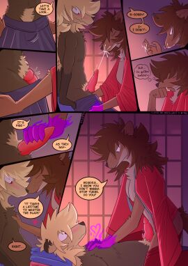 anthro asian_clothing blonde_hair bodily_fluids body_swap brown_hair bulge clothing comic cowgirl_position cum cum_on_face disvain duo east_asian_clothing erection female female_on_top from_front_position genital_fluids genitals hair hi_res hiroko_(legends_of_the_tizona) japanese_clothing kimono knot knotted_penis licking_cum magic magic_user male male/female male_on_bottom mammal mustelid on_bottom on_top otter panel_skew pankallisti penis premature_ejaculation sex whiskers