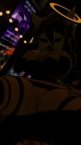 alice_angel bendy_and_the_ink_machine clothing cryptiacurves female no_panties pussy pussy_exposed pussy_peek smug smug_expression smug_face solo under_skirt vrchat vrchat_avatar vrchat_media vrchat_model