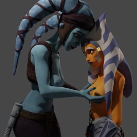 2girls 3d aayla_secura age_difference ahsoka_tano airress3d_(3d-modeller) alien breasts female female_only multiple_females multiple_girls nipples small_breasts star_wars topless unveilingavidity yuri