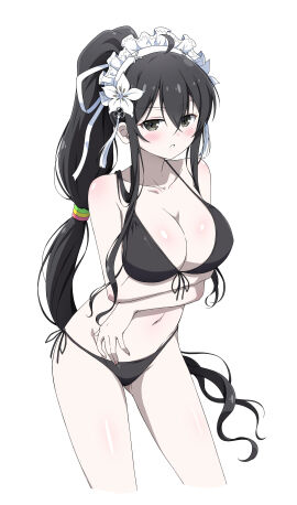 1girls absurd_res absurdres arm_under_breasts arms_under_breasts bare_arms bare_belly bare_chest bare_hands bare_hips bare_legs bare_midriff bare_navel bare_skin bare_thighs bare_torso belly belly_button bikini bikini_bottom bikini_only bikini_top black-eyed_female black-haired_female black_bikini black_bikini_bottom black_bikini_only black_bikini_top black_eyes black_hair black_string_bikini black_swimsuit black_swimwear blush blush_lines blushing_at_viewer blushing_female breasts busty cleavage collarbone covered_nipples dot_nose eggman_(ni_tamagoex) elbows exposed exposed_arms exposed_belly exposed_legs exposed_midriff exposed_shoulders exposed_thighs exposed_torso eyebrows_visible_through_hair female female_focus female_only fingernails fingers flower flower_hair_ornament flower_on_head front-tie_bikini front-tie_bikini_top front-tie_top fubuki_(senran_kagura) groin hair_between_eyes hair_ornament hair_ribbon hairband half_naked high_resolution highres hourglass_figure large_breasts leaning_forward legs light-skinned_female light_skin long_hair looking_at_viewer maid_headdress marvelous nail nail_polish naked naked_female navel nipple_bulge nude nude_female nude_filter_request parted_lips pink_fingernails pink_nail pink_nail_polish ponytail pussy ribbon senran_kagura shoulders side-tie_bikini simple_background slender_body slender_waist slim_female slim_waist solo standing string_bikini swimsuit swimwear thick_thighs thigh_gap thighs thin_waist upper_body v-line white_background white_flower white_hair_ribbon white_hairband white_ribbon wide_hips