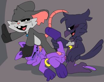 anthro anthro_on_anthro anthro_only big_ears bird black_sclera catnap catnap_(poppy_playtime) corvus_(genus) critters_(poppy_playtime) crow domestic_cat ear feline furry_only grey_body grey_fur grey_skin male male/male nightmare_critters no_humans pachi_rizuu poe_(poppy_playtime) poppy_playtime poppy_playtime_(chapter_3) poppy_playtime_(chapter_4) purple_body purple_fur purple_skin rat rat_ears rat_tail sex smiling_critters tagme tail touille_(poppy_playtime_chapter_4) white_pupils