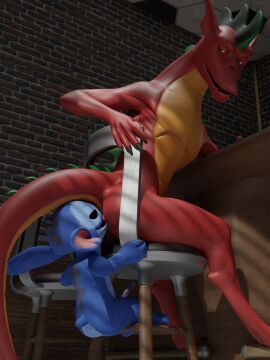 3d alien american_dragon:_jake_long anal animal_genitalia anthro anus ass blender_(artwork) blue_body blue_fur butt_sniffing chair digital_media_(artwork) disney dragon duo erection european_mythology experiment_(lilo_and_stitch) fur furniture gay genitals hi_res jake_long lilo_and_stitch looking_at_another looking_back looking_back_at_another looking_down_at_another male male/male mythological_creature mythological_scalie mythology no-name-no-problem nude oral penis red_body rimming scalie sex sheath sitting size_difference sniffing stitch_(lilo_and_stitch) tail western_dragon
